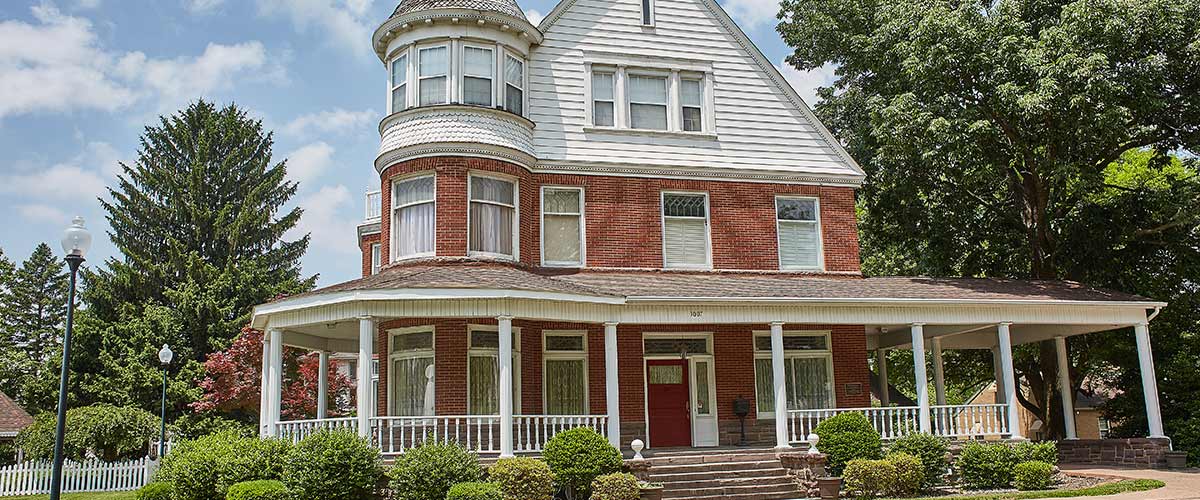 mansion exterior facing porch