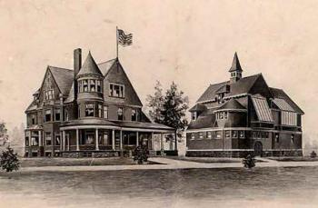 drawing of mansion in 1800s or early 1900s