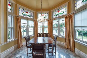 table and chairs in breakfast nook of mansion